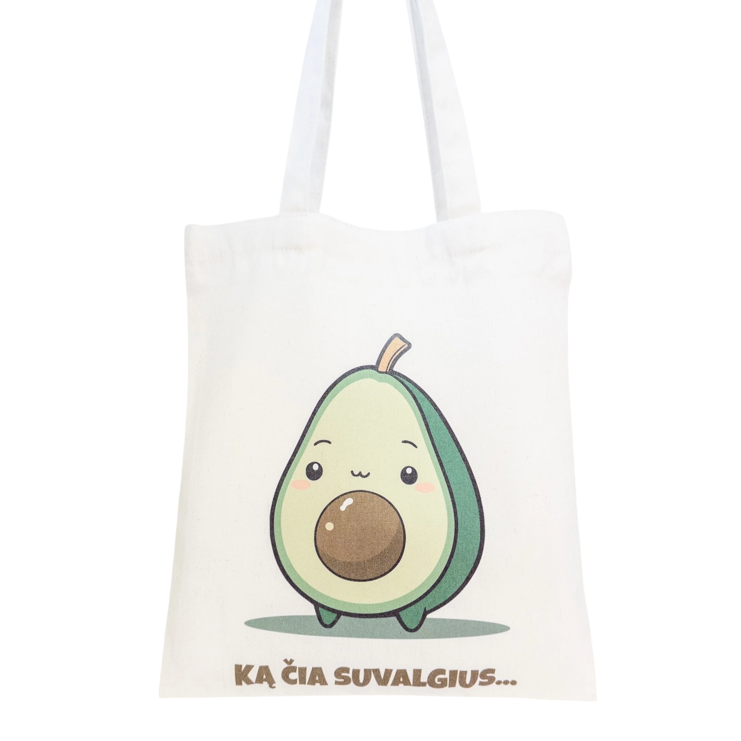 Tote maišelis iš priekio, baltame fone