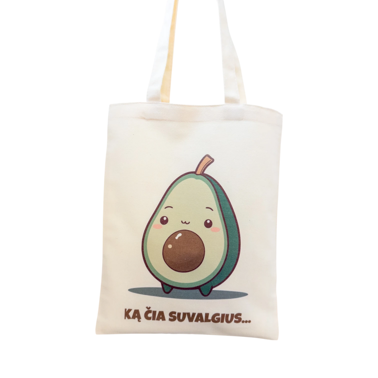 Tote maišelis iš priekio baltame fone