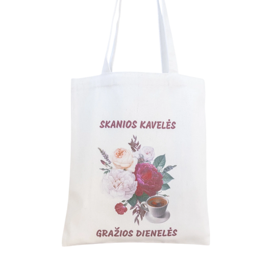 Tote maišelis iš priekio baltame fone