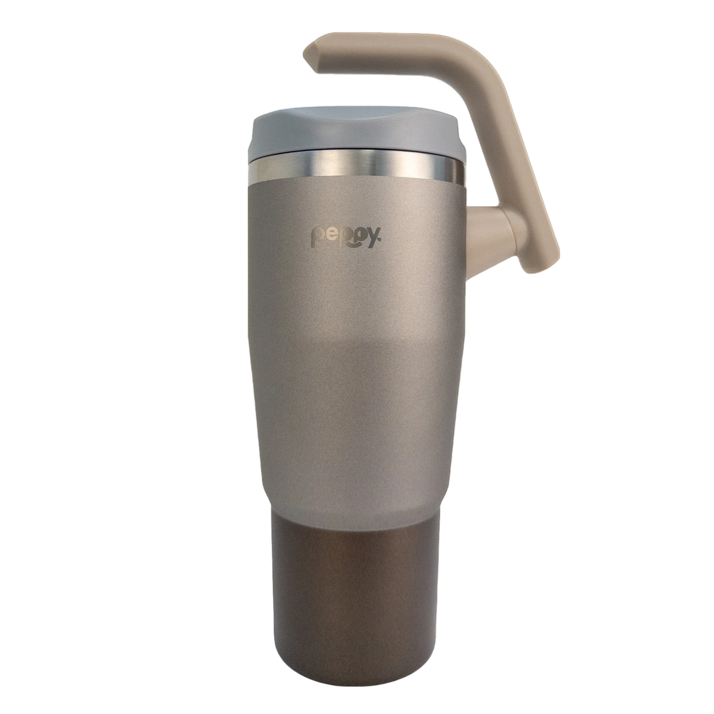 Ruda termogertuvė iš priekio su atlenkta rankena