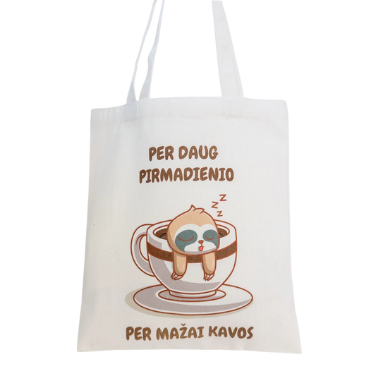 Tote maišelis iš priekio baltame fone