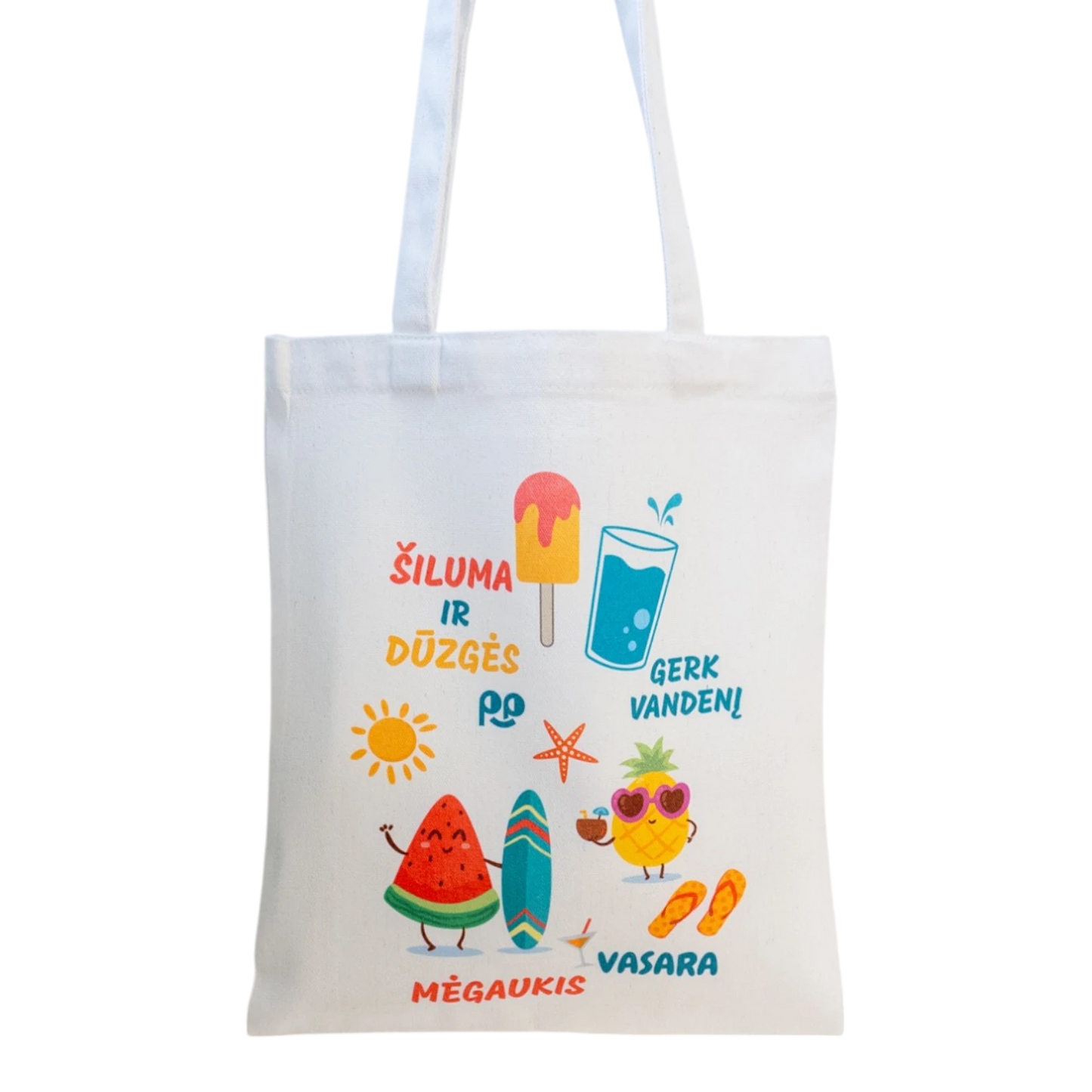 Tote maišelis iš priekio baltame fone