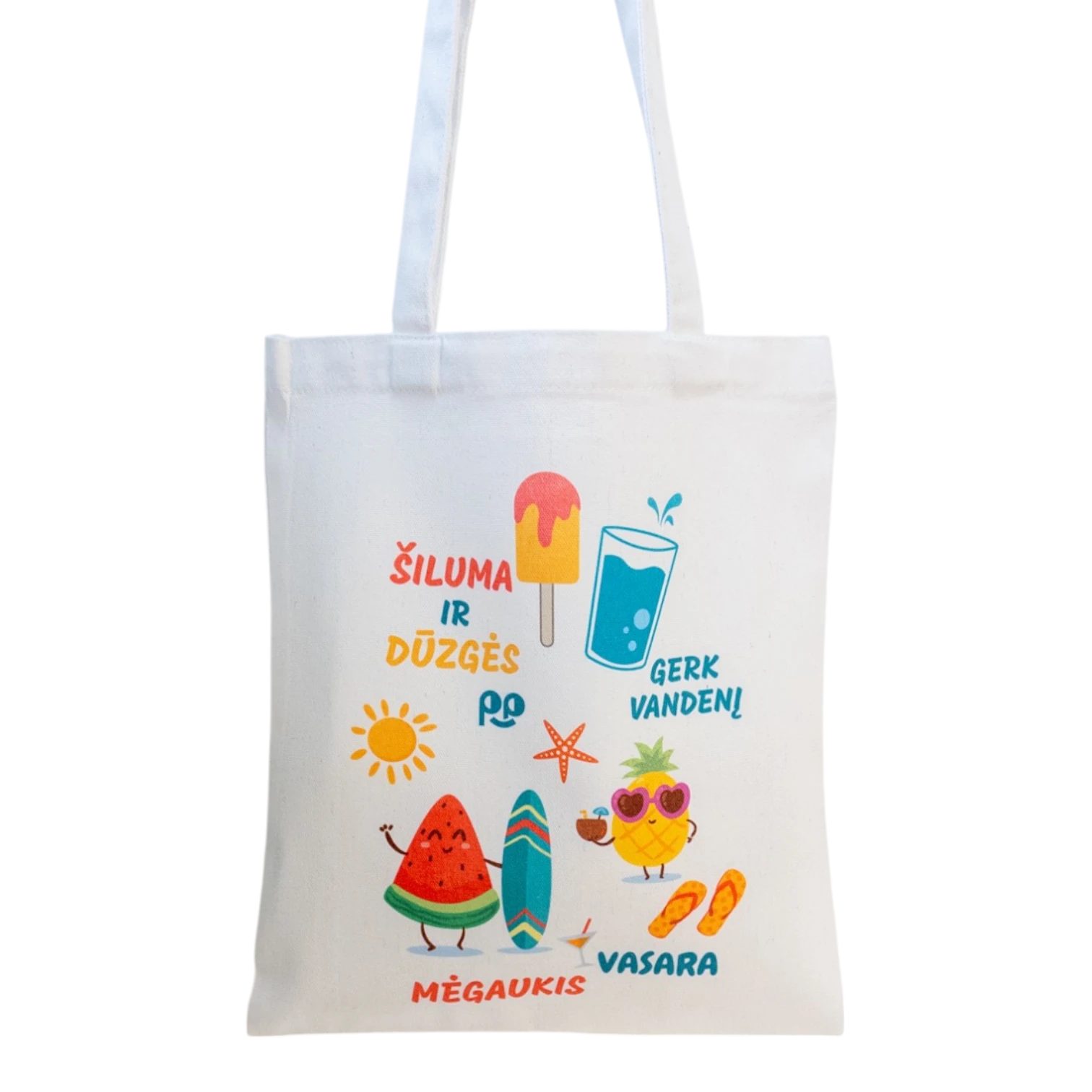 Tote maišelis iš priekio baltame fone