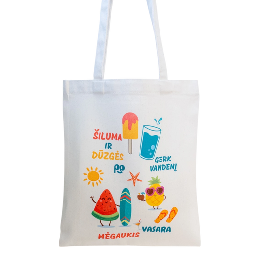 Tote maišelis iš priekio baltame fone